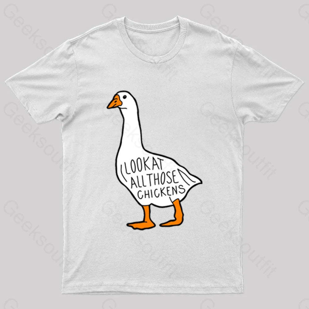 Look At All Those Chickens Nerd T-Shirt White / S