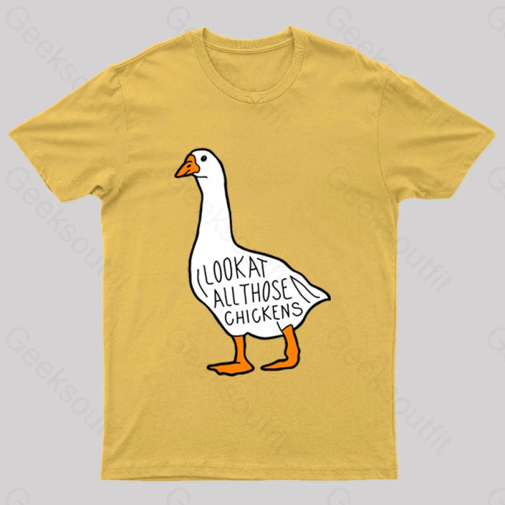 Look At All Those Chickens Nerd T-Shirt Yellow / S