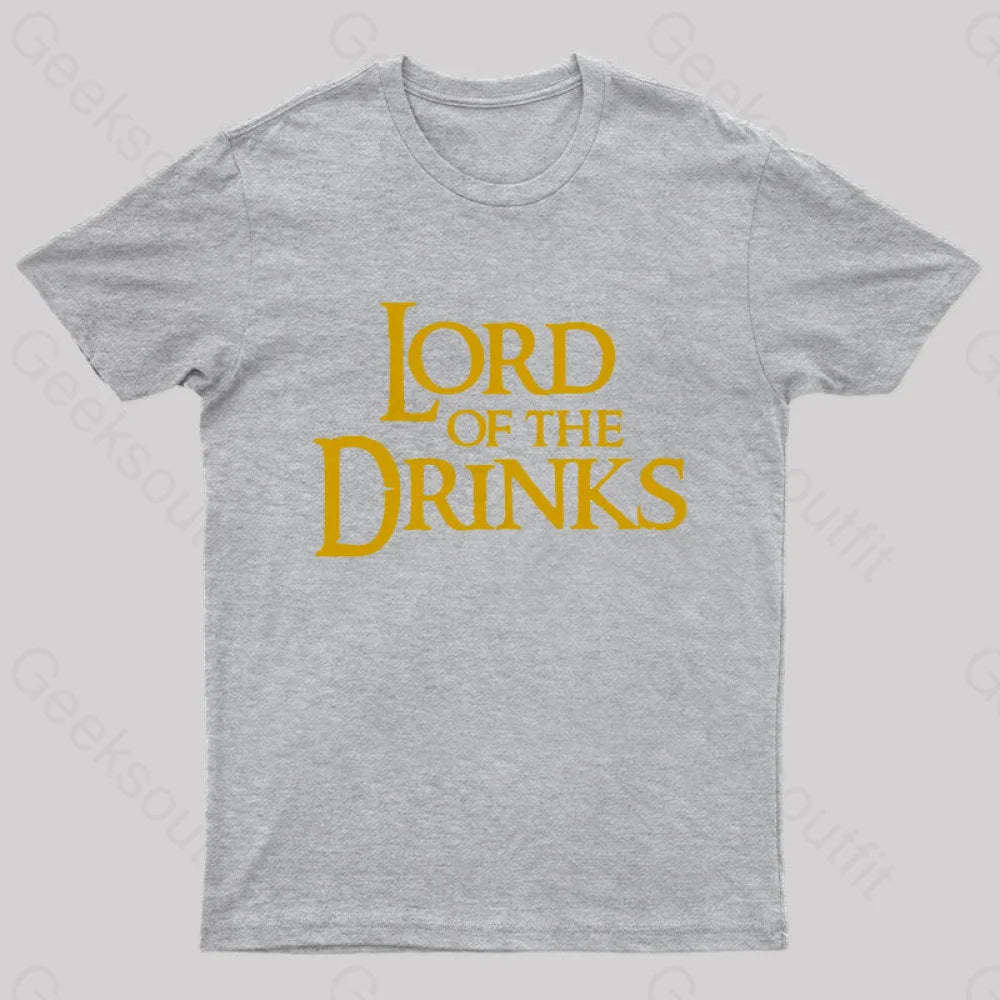 Lord Of The Drinks Geek T-Shirt Grey / S