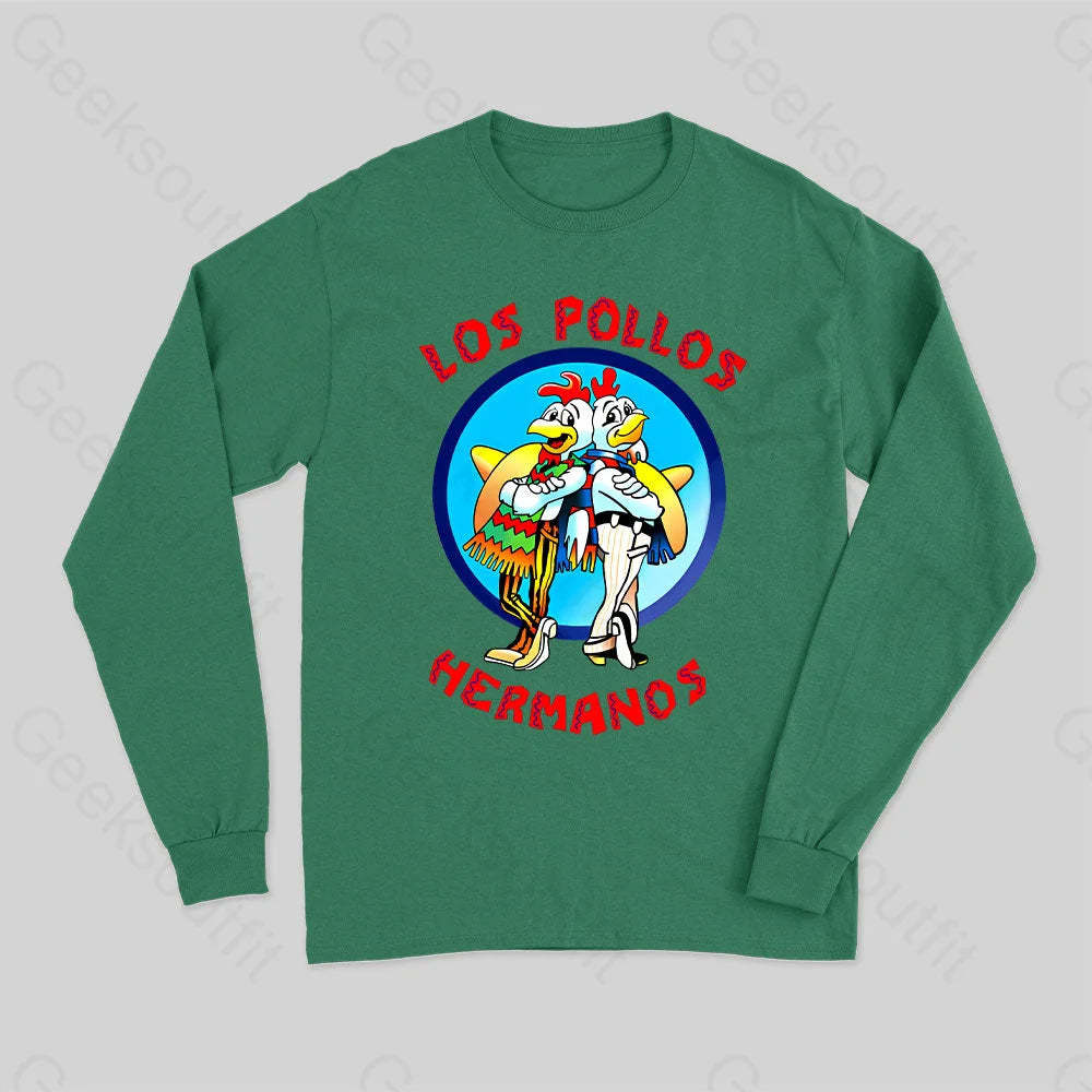 Los Pollos Hermanos Nerd Long Sleeve T-Shirt Green / S