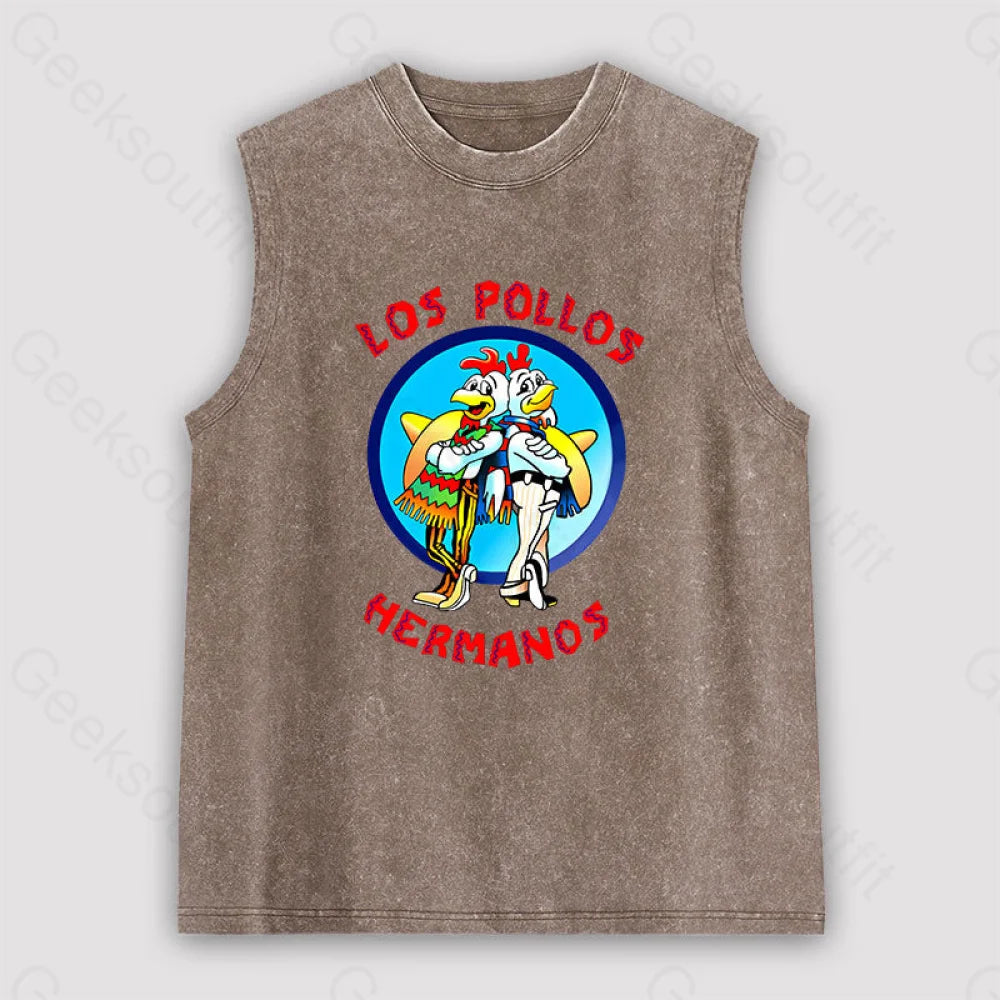 Los Pollos Hermanos Unisex Washed Tank Brown / S