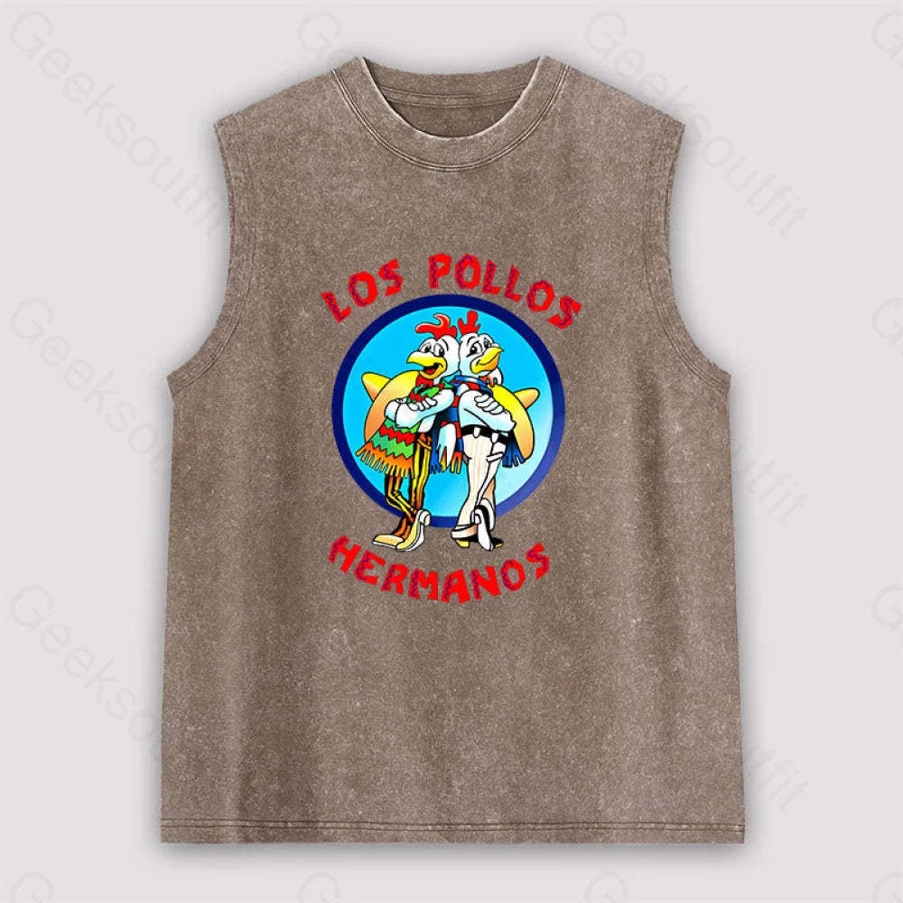 Los Pollos Hermanos Unisex Washed Tank Brown / S