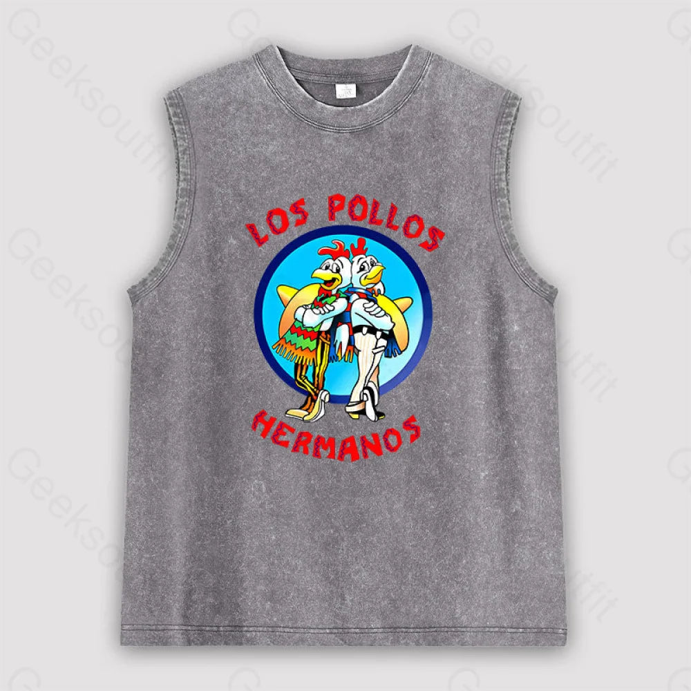 Los Pollos Hermanos Unisex Washed Tank Grey / S