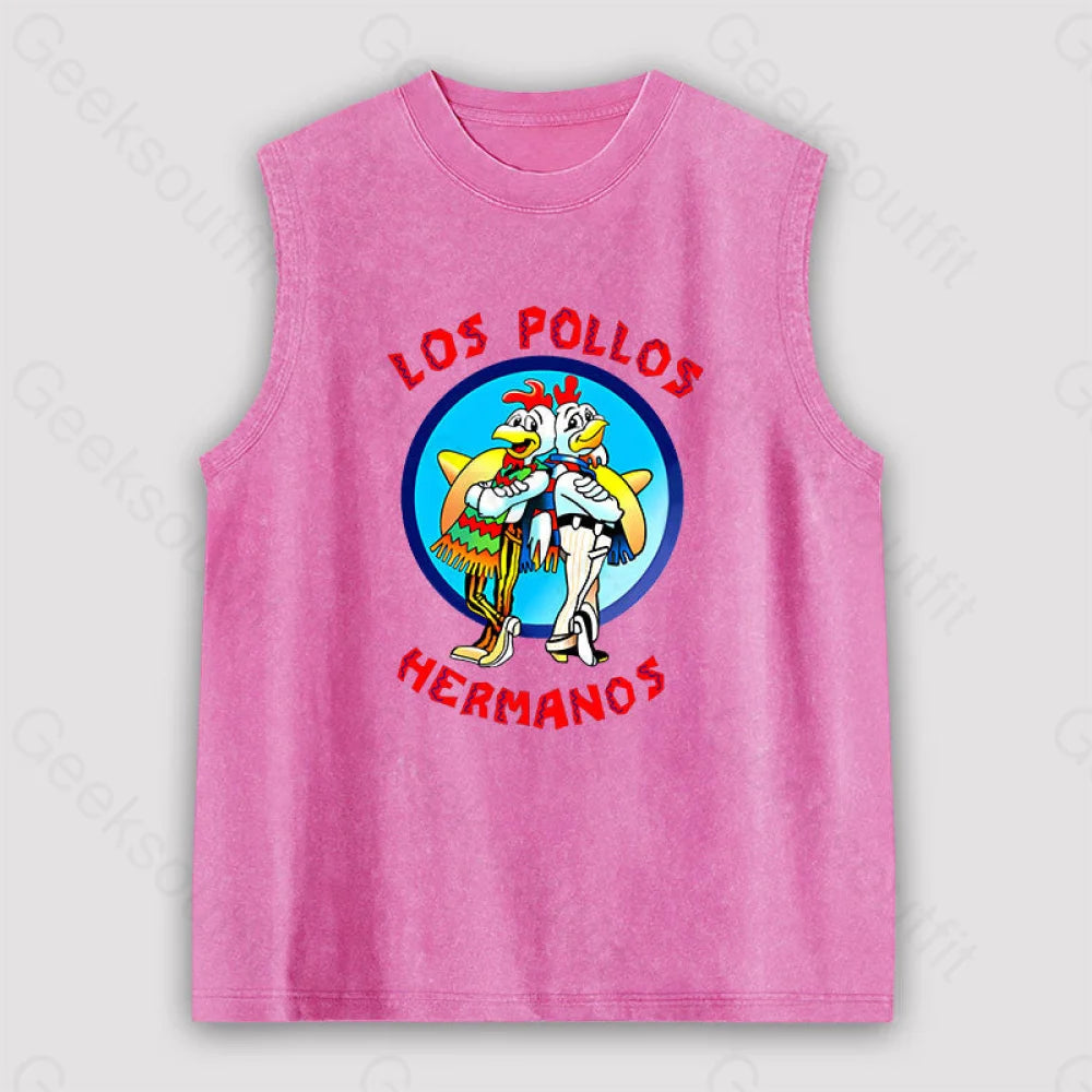 Los Pollos Hermanos Unisex Washed Tank Pink / S