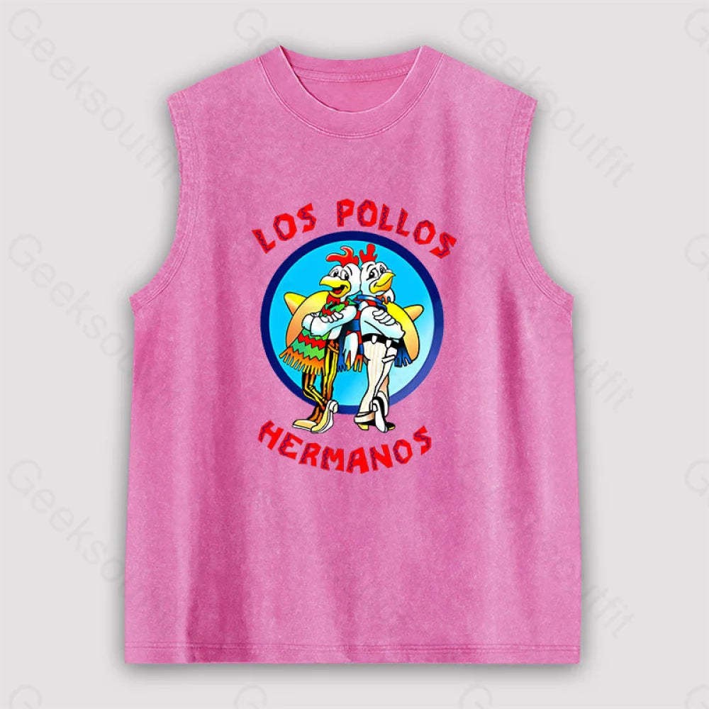 Los Pollos Hermanos Unisex Washed Tank Pink / S