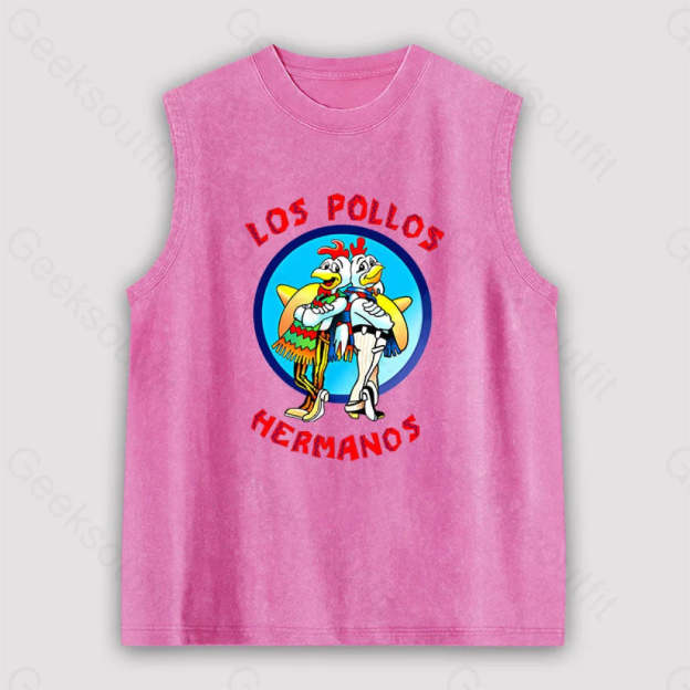 Los Pollos Hermanos Unisex Washed Tank Pink / S