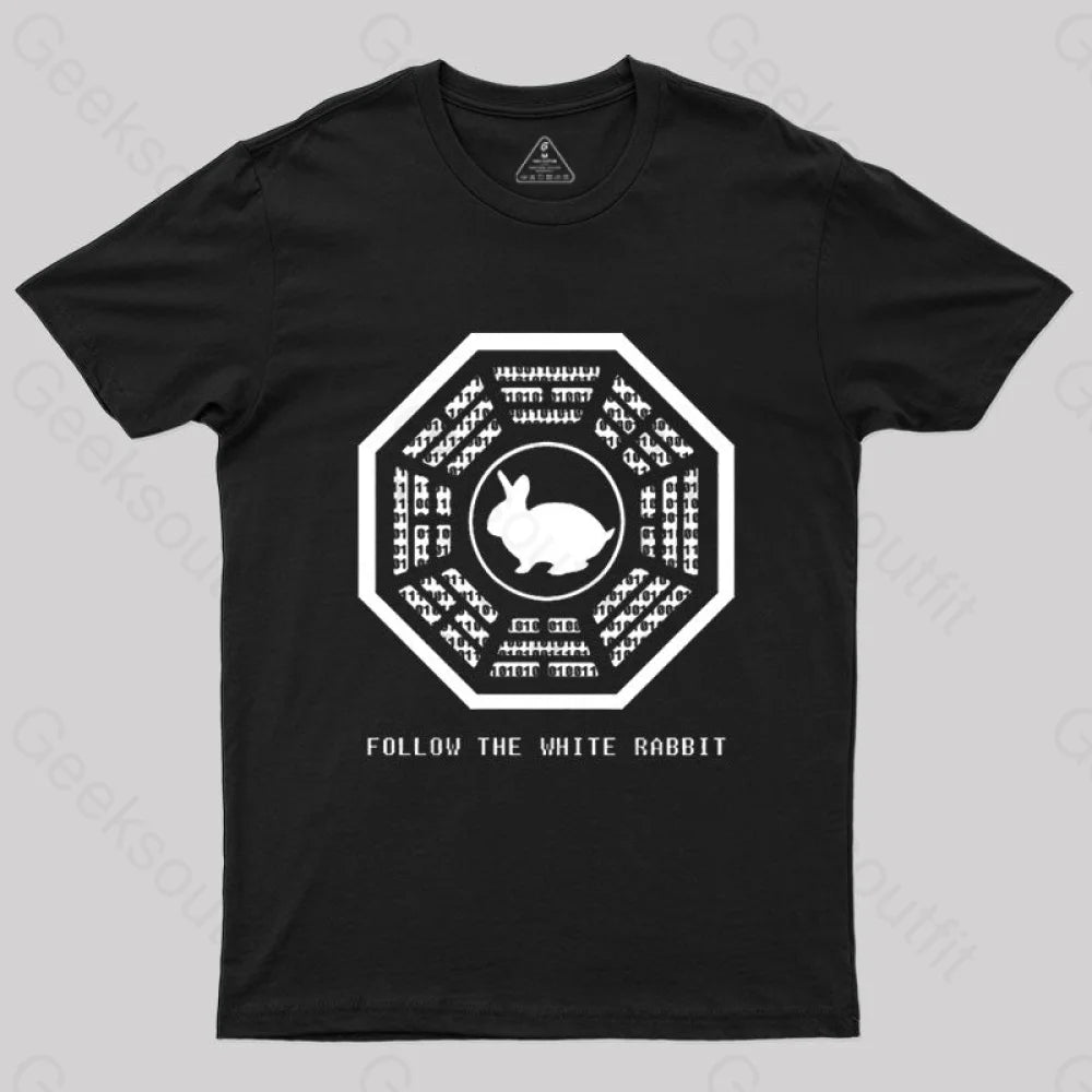 Lost And The Matrix-Follow The White Rabbit T-Shirt Black / S