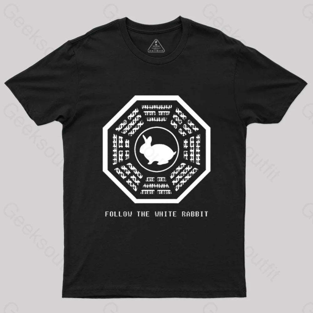 Lost And The Matrix-Follow The White Rabbit T-Shirt Black / S