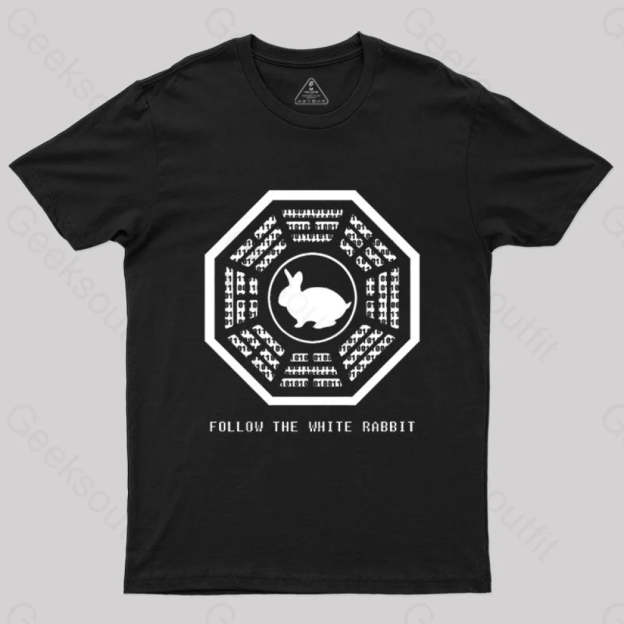 Lost And The Matrix-Follow The White Rabbit T-Shirt Black / S