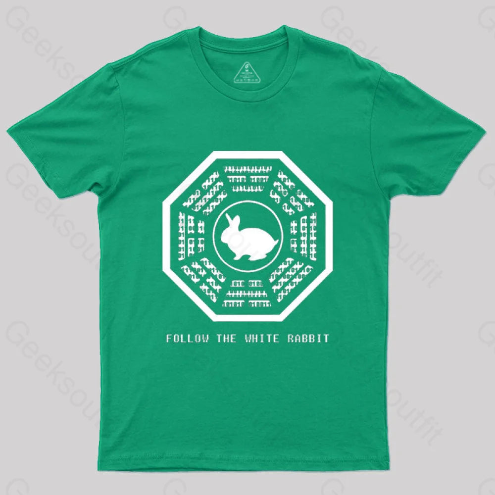 Lost And The Matrix-Follow The White Rabbit T-Shirt Green / S