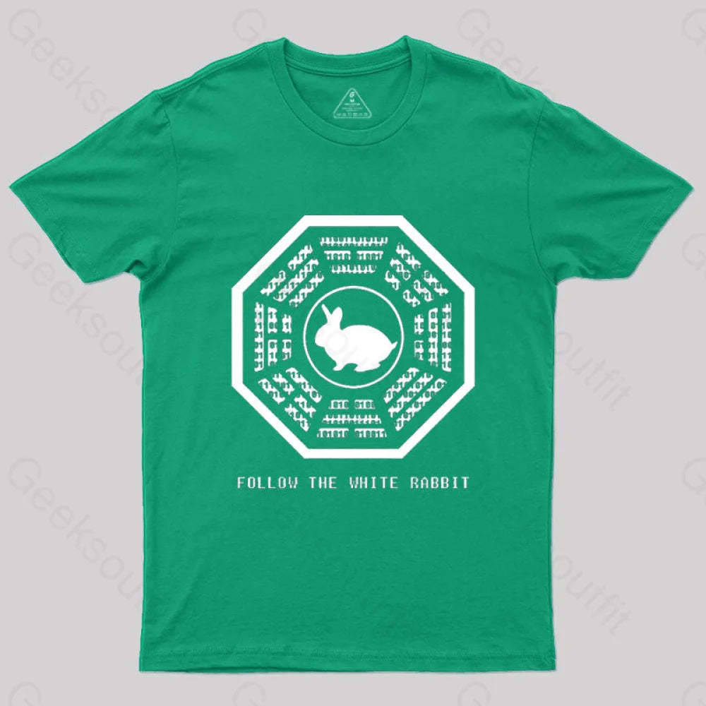 Lost And The Matrix-Follow The White Rabbit T-Shirt Green / S