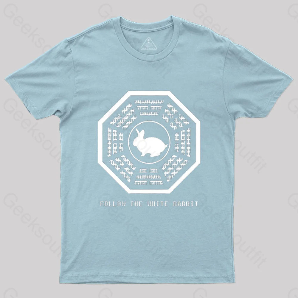 Lost And The Matrix-Follow The White Rabbit T-Shirt Light Blue / S