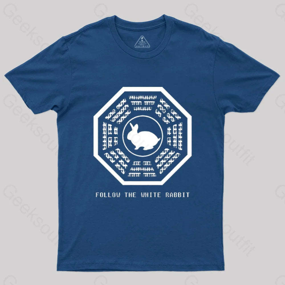 Lost And The Matrix-Follow The White Rabbit T-Shirt Navy / S