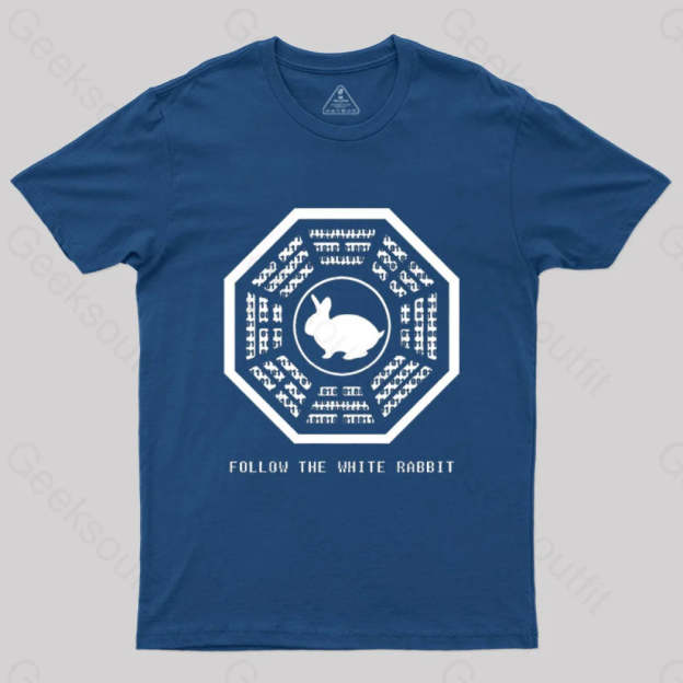 Lost And The Matrix-Follow The White Rabbit T-Shirt Navy / S