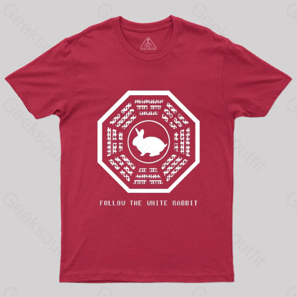 Lost And The Matrix-Follow The White Rabbit T-Shirt Red / S