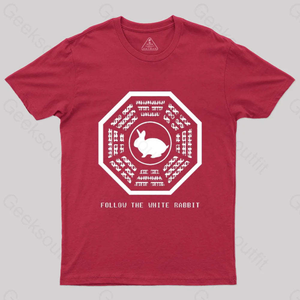 Lost And The Matrix-Follow The White Rabbit T-Shirt Red / S