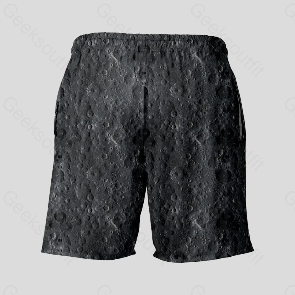 Lunar Surface Geeky Drawstring Shorts - Geeksoutfit