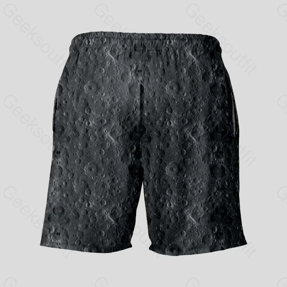 Lunar Surface Geeky Drawstring Shorts - Geeksoutfit