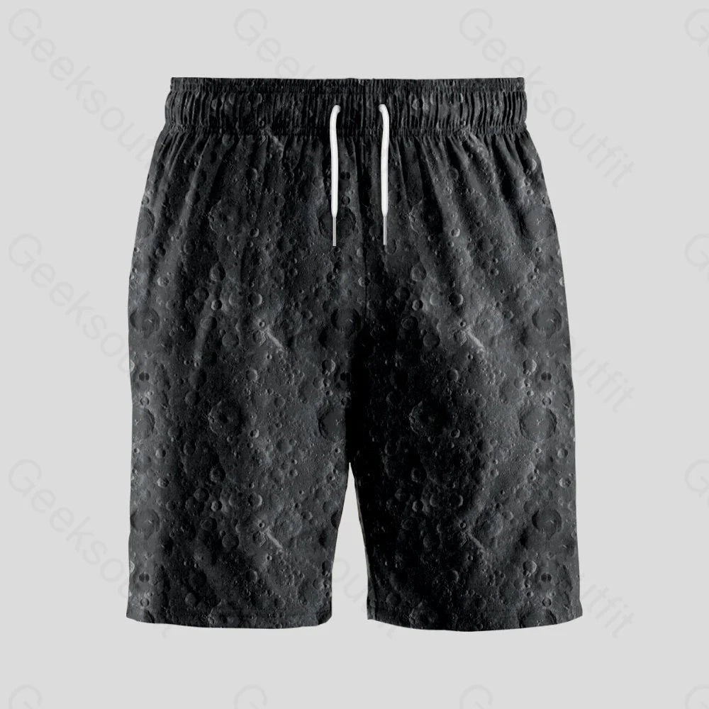 Lunar Surface Geeky Drawstring Shorts - Geeksoutfit