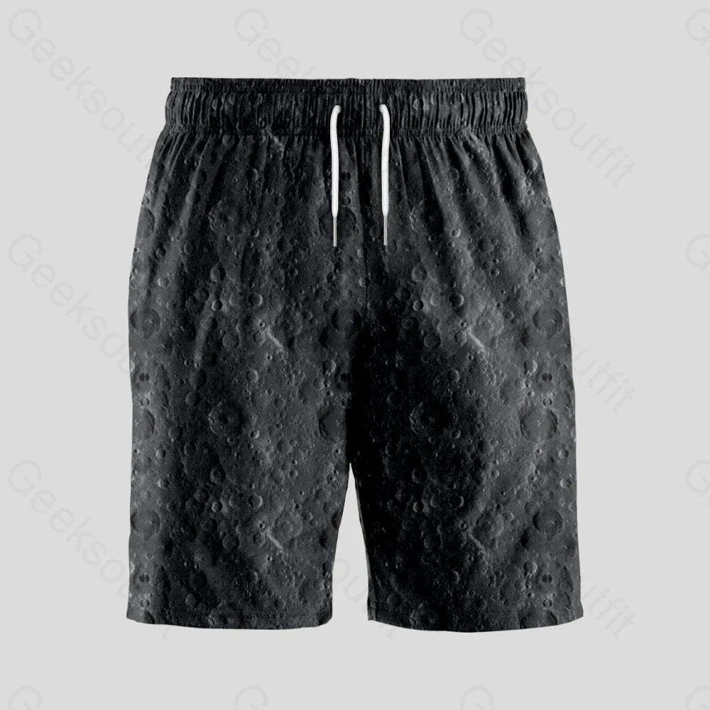 Lunar Surface Geeky Drawstring Shorts - Geeksoutfit