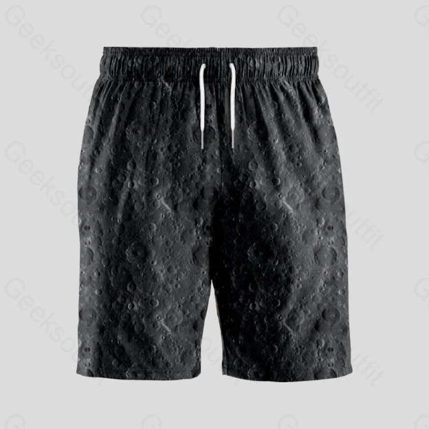 Lunar Surface Geeky Drawstring Shorts - Geeksoutfit