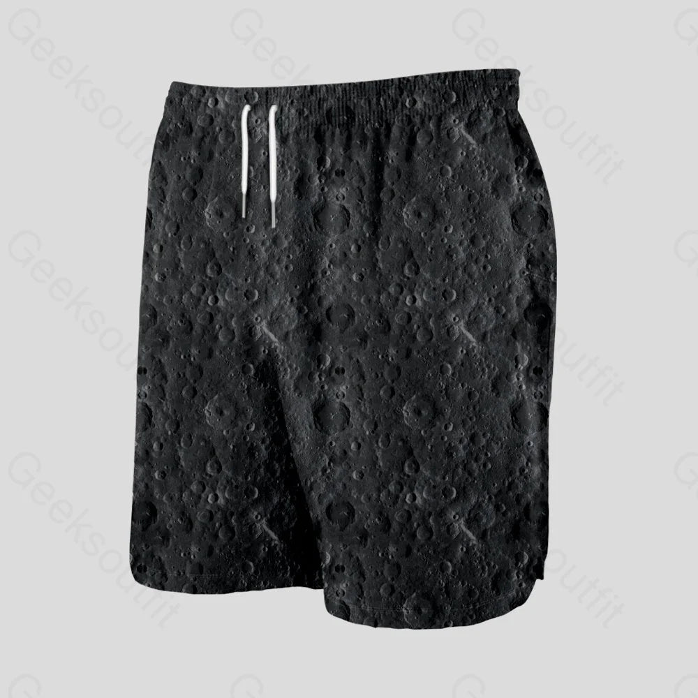 Lunar Surface Geeky Drawstring Shorts - Geeksoutfit