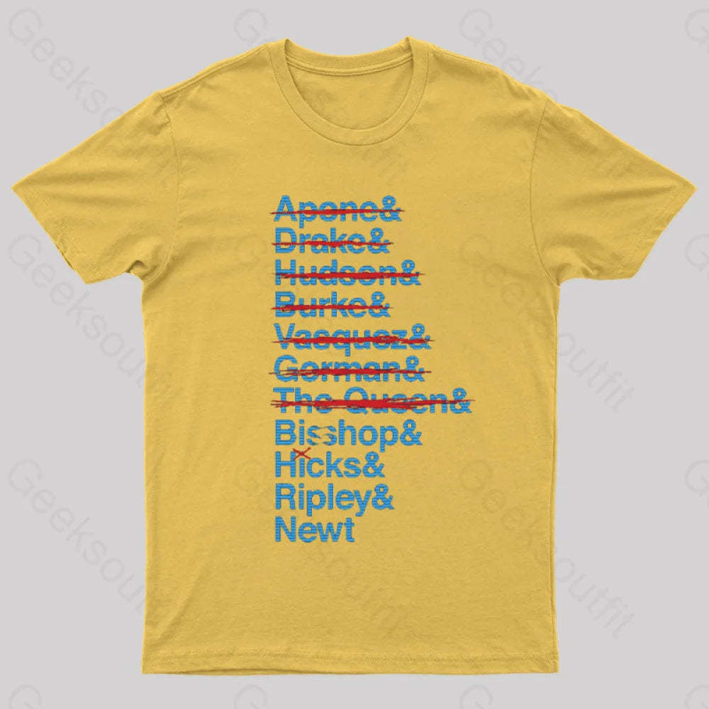 Lv-426 Kill List Aliens T-Shirt Yellow / S