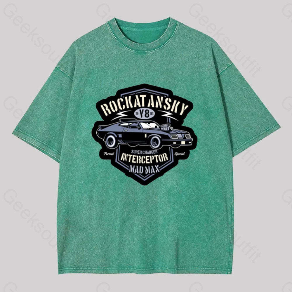 Mad Max V8 Geek Washed T-Shirt Grass Green / S