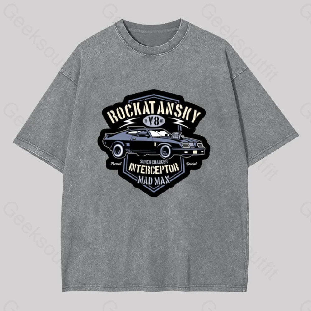 Mad Max V8 Geek Washed T-Shirt Grey / S