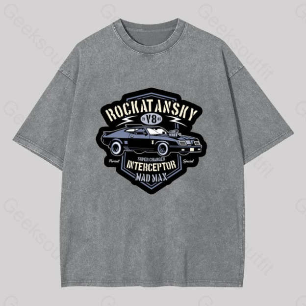 Mad Max V8 Geek Washed T-Shirt Grey / S