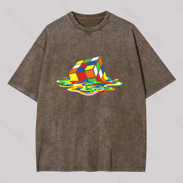 Magic Cube Colourful Washed T-Shirt Coffee / S