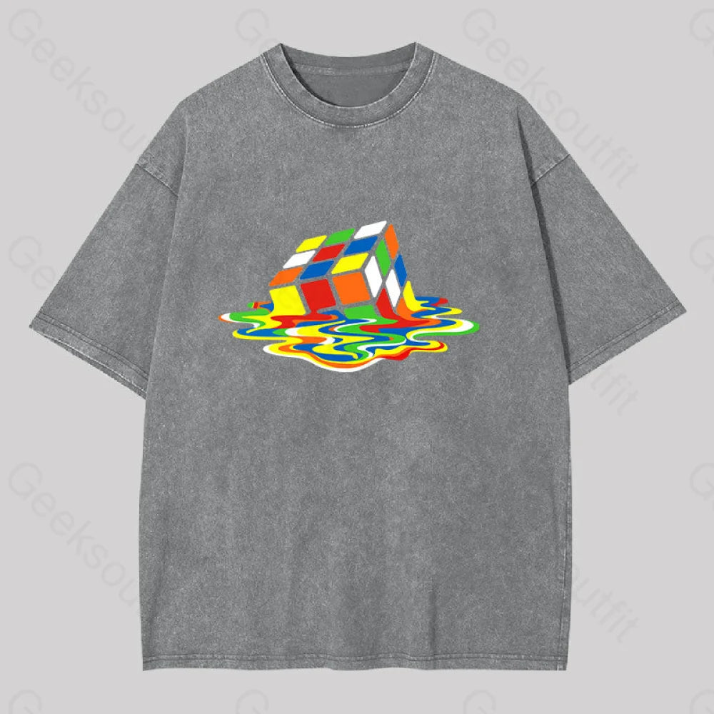 Magic Cube Colourful Washed T-Shirt Grey / S