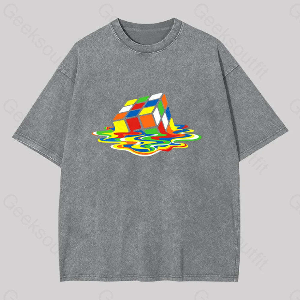 Magic Cube Colourful Washed T-Shirt Grey / S