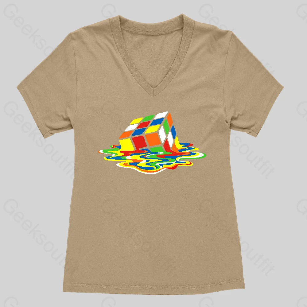 Magic Cube Colourful Women��s V-Neck T-Shirt