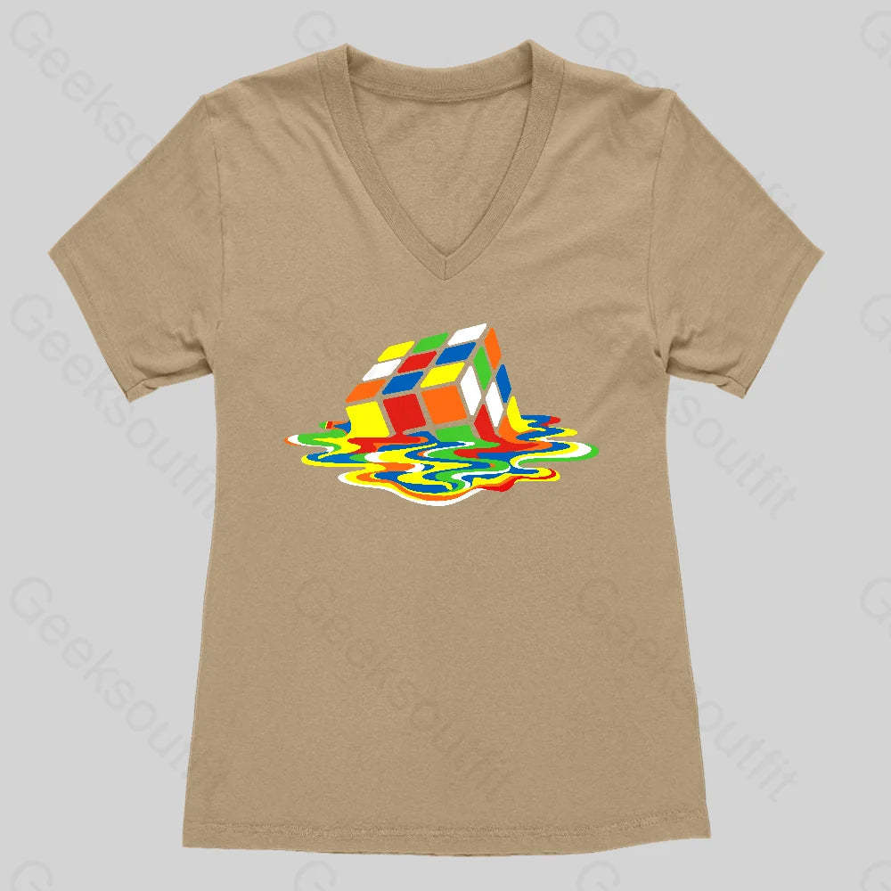 Magic Cube Colourful Women��s V-Neck T-Shirt