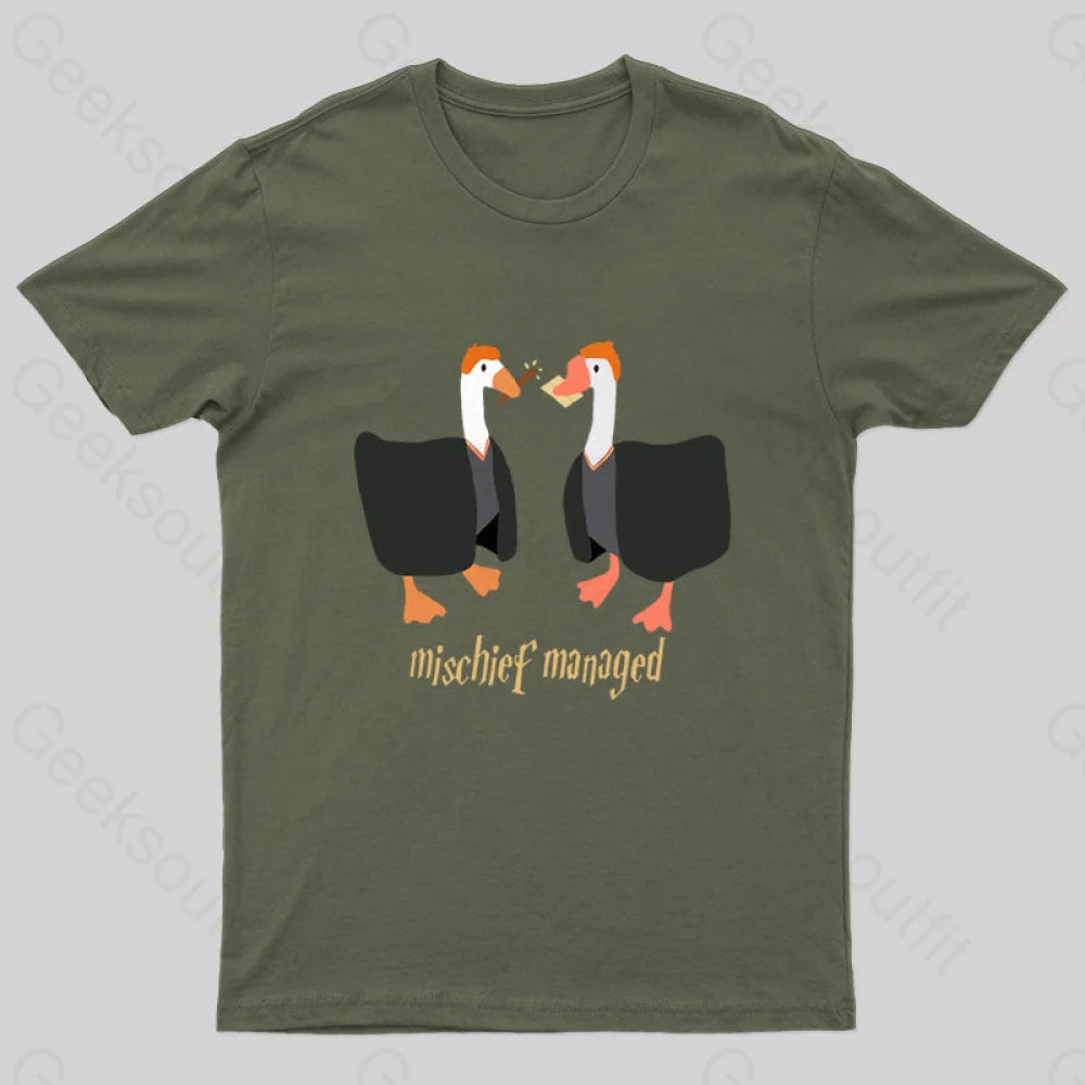 Magical Geese Nerd T-Shirt Army Green / S