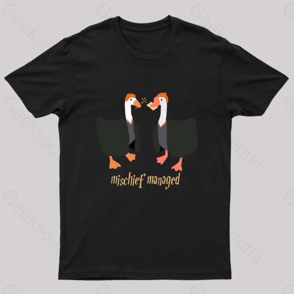Magical Geese Nerd T-Shirt Black / S