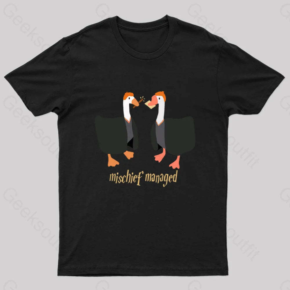 Magical Geese Nerd T-Shirt Black / S