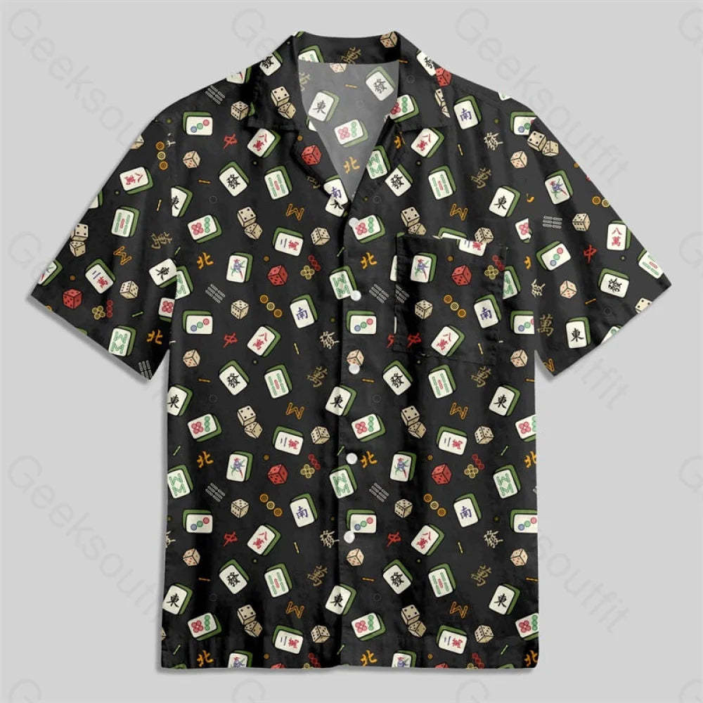 Mahjong Board Game Button Up Pocket Shirt Hawaiian / S Bus570 Yc