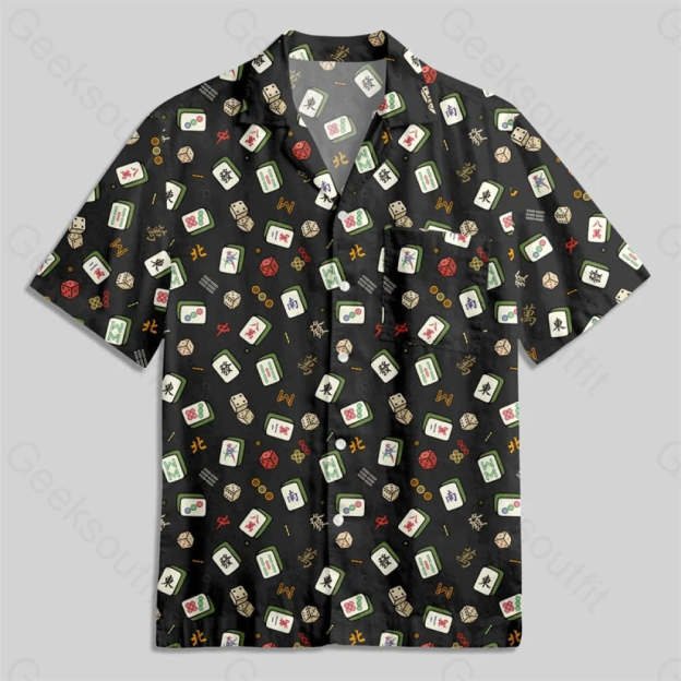 Mahjong Board Game Button Up Pocket Shirt Hawaiian / S Bus570 Yc