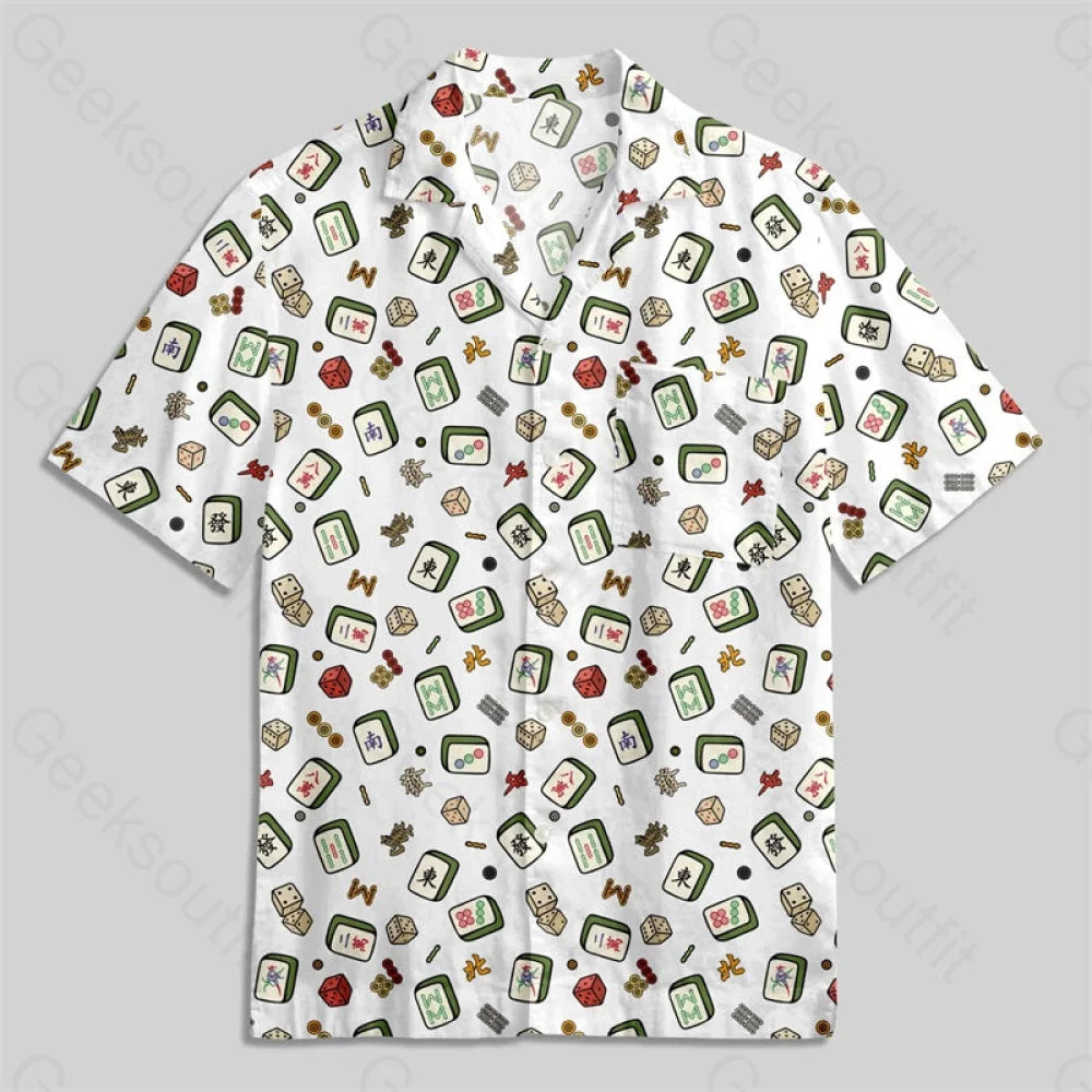 Mahjong Board Game Button Up Pocket Shirt Hawaiian / S Bus571 Yc