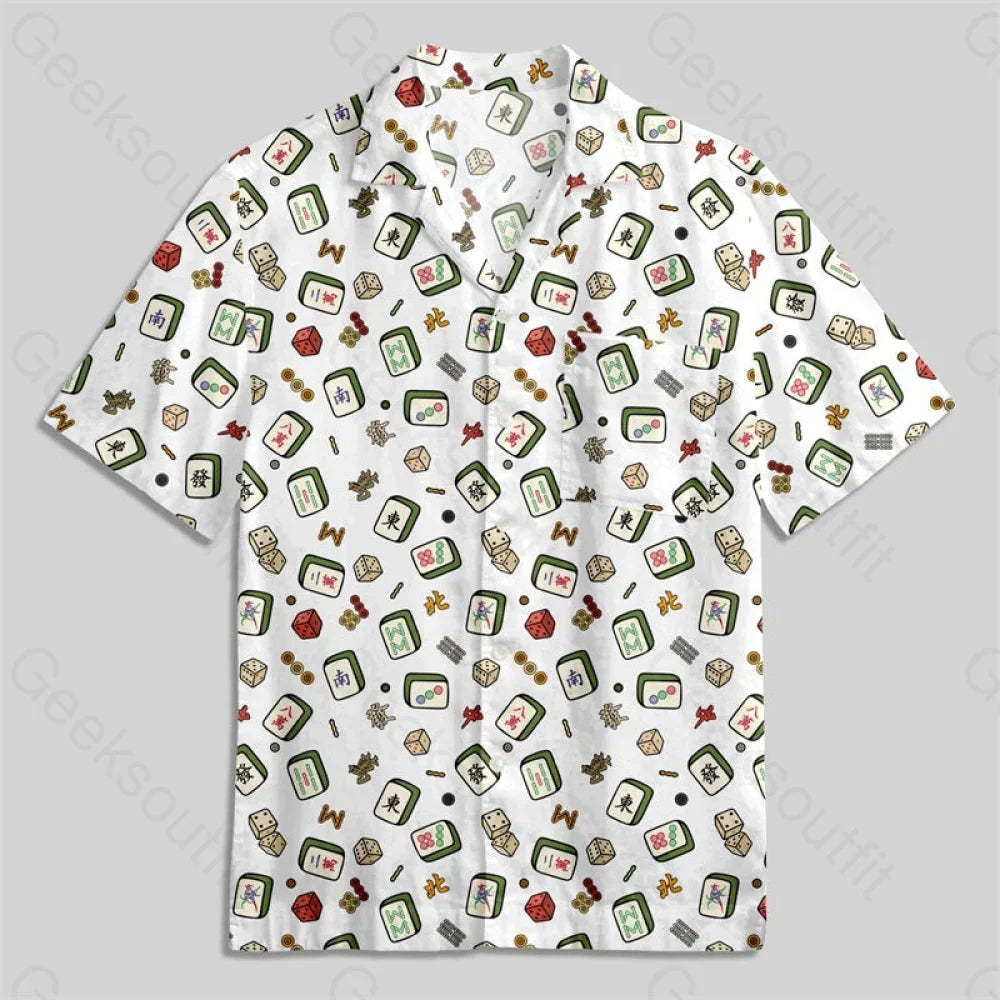 Mahjong Board Game Button Up Pocket Shirt Hawaiian / S Bus571 Yc