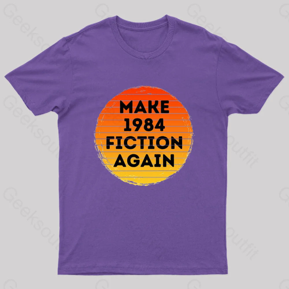 Make 1984 Fiction Again Nerd T-Shirt Purple / S