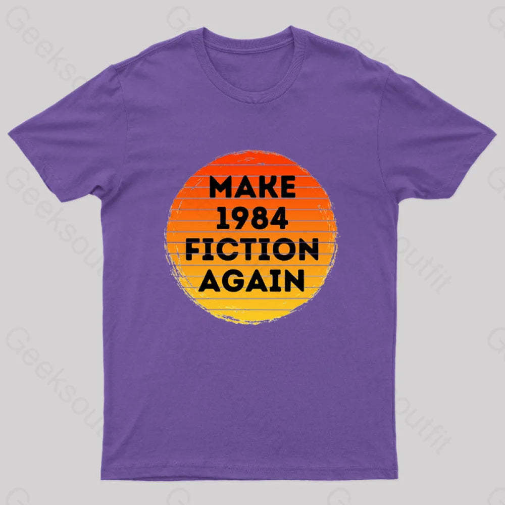 Make 1984 Fiction Again Nerd T-Shirt Purple / S