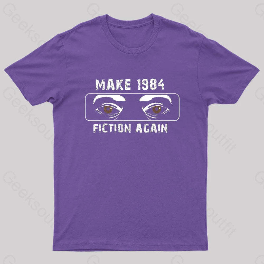 Make 1984 Fiction Again Nerd T-Shirt Purple / S