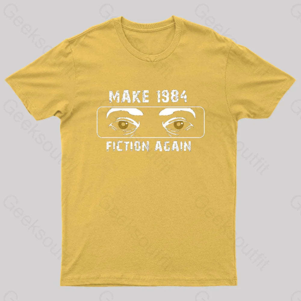 Make 1984 Fiction Again Nerd T-Shirt Yellow / S