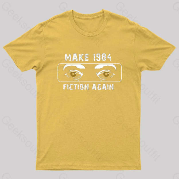 Make 1984 Fiction Again Nerd T-Shirt Yellow / S