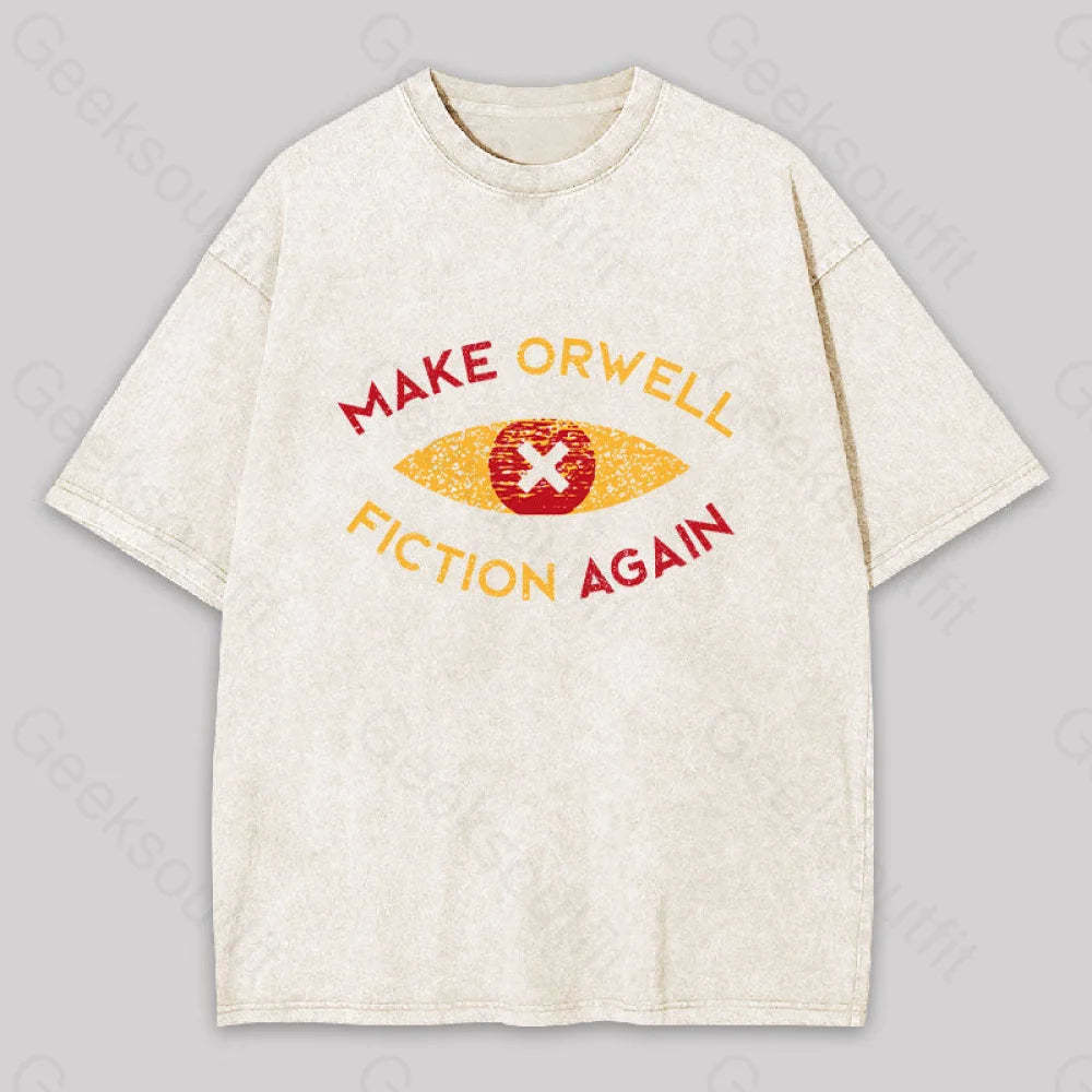 Make Orwell Fiction Again Washed T-Shirt Apricot / S