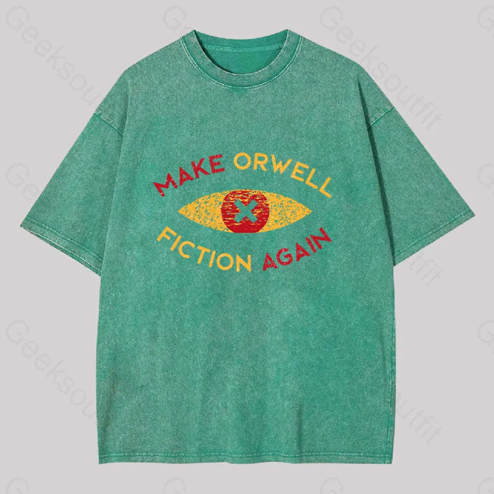 Make Orwell Fiction Again Washed T-Shirt Grass Green / S