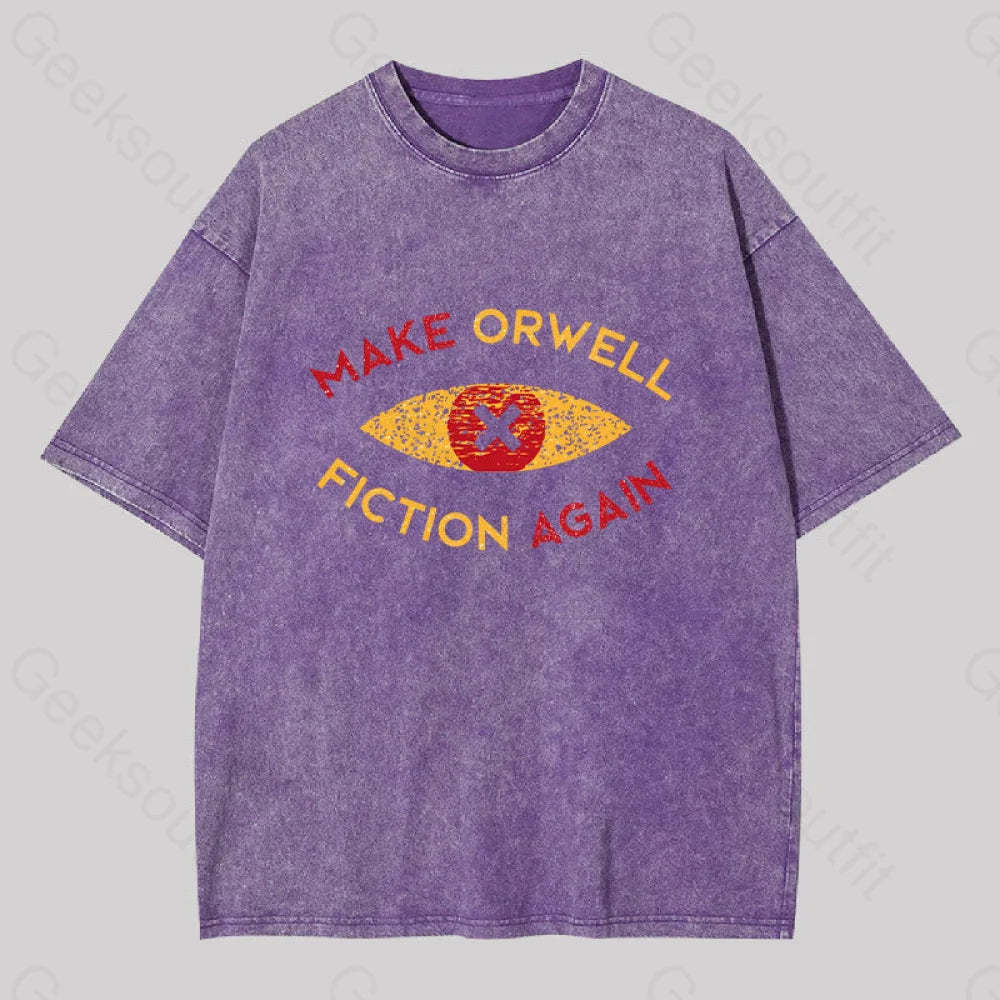 Make Orwell Fiction Again Washed T-Shirt Purple / S